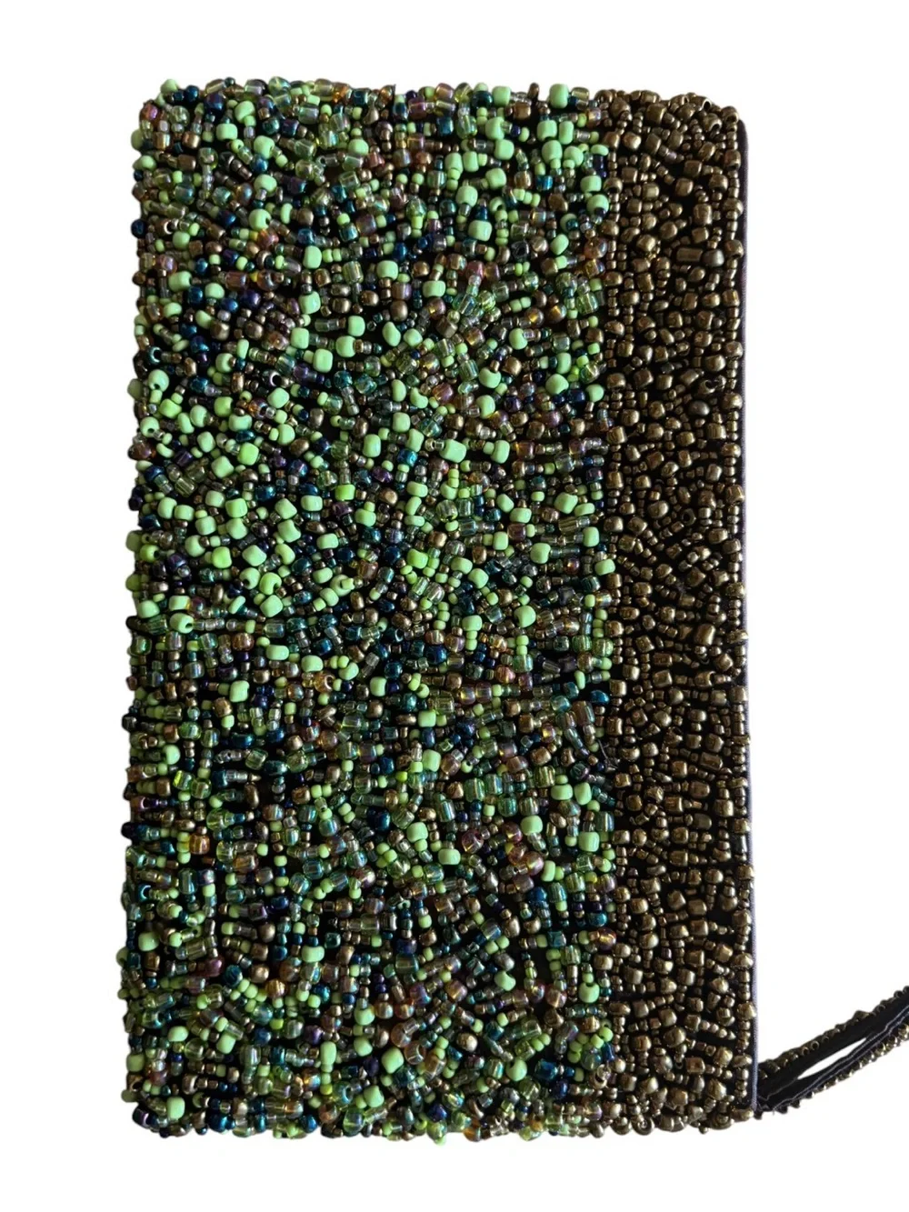 Beaded Evening Wristlet Clutch in Dark Green Festival Fairy Event Art to Wear